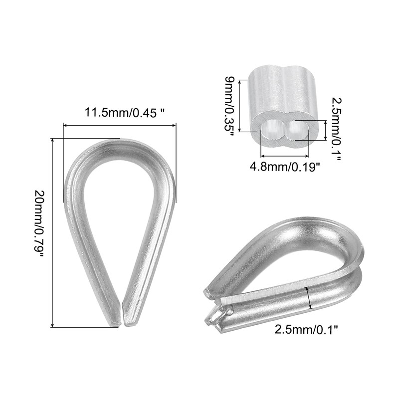 sourcing map M2 Wire Rope Accessory Set for 2mm Dia