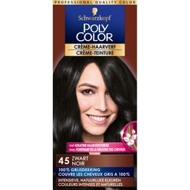 POLY COLOR PERMANENT CREAM COLOR TINT 45 NATURAL BLACK 100% GREY COVERAGE