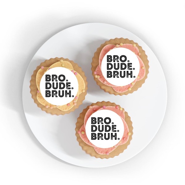 Bro Dude Bruh Boy Birthday Edible Cupcake Topper Decorations -