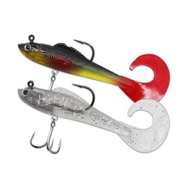 Kisstta Rubber Fish Fishing Lures, Rubber Fish Fishing Lures for Trout, Zander & Bass, Artificial Bait Fishing Equipment, Rubber Bait Fishing Sets Jigs Head, Carbon Steel Fish Hooks, Fishing Gift for