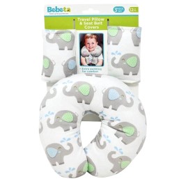 Bebeta Baby Travel Pillow & Seat Belt Covers Set 100% Polyester Elephant...