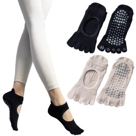 Gokei Yoga Socks, Supervised by Active Pilates Instructors, Pilates Socks, Anti-Slip, Antibacterial, Odor Resistant, Grip Socks, 5 Toe Socks, Short, Moderate Thickness, Non-fading, Pilates, Yoga,