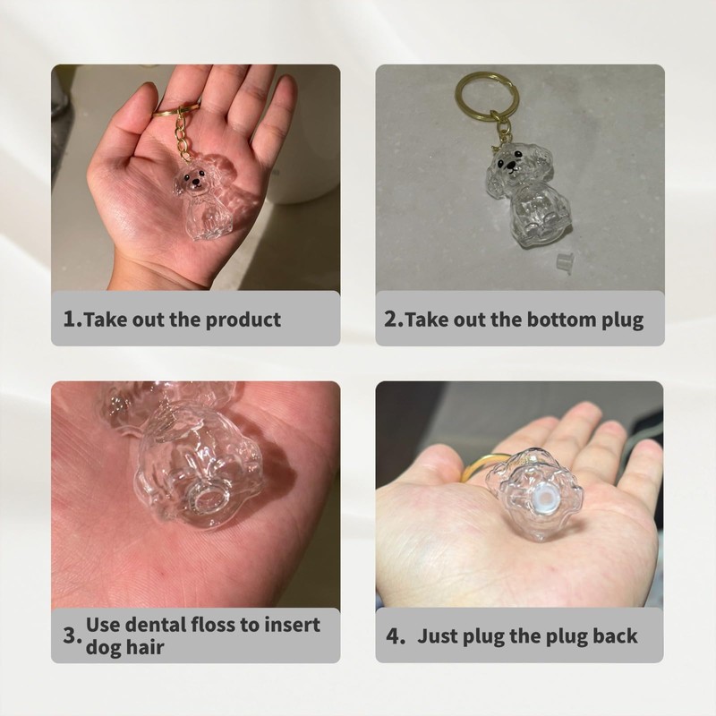 4 Pack Dog Hair Keychain | Set for pet -