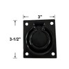 QCAA Heavy Duty Steel Flush Ring Pull, 3" x 3-1/2",