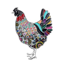 DUOWEI Enamel Chicken Brooch Animals Lapel Pin Clothing Chicken Jewellery Gift for Women Girls, Enamel, Rhinestone