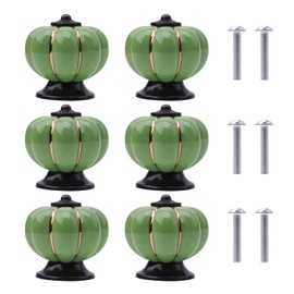 NAKUPENDA Pack of 6 Ceramic Cabinet Knobs, Pumpkin Ceramic Furniture Knobs, Cabinet Handles, Ceramic Knobs for Furniture with Screws for Office Furniture, Kitchen Cabinet, Drawers, Chest of Drawers