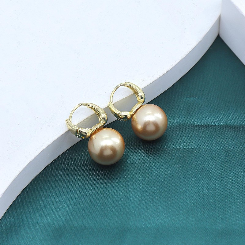 Pearl Drop Statement Earring for Women,14K Gold Small Pearl Huggie