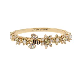 Betsey Johnson Bumble Bee & Mixed Flower Hinged Bangle Bracelet