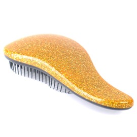 Hairbrush - detangling - tangle - glitter - fashion - gift idea - travel - portable - gold color glitter