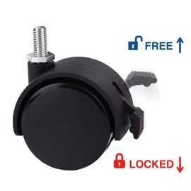 Guildrey Threaded Caster, M8-1.25 Swivel Stem for Replacement, Set of 4 Office Chair Wheels Twin Caster Wheels with Locking Brake