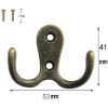 NoBrand 2 Pcs Double Prong Robe Hooks, Dual Coat Hooks