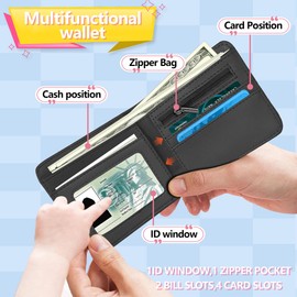 Kanfouaela Cool Blocking Leather Wallet for Boys & Teens, Ages 8-15 – Funny Bifold Design with Coin Pocket, ID Window & Wallet Card – Ideal for Boys, Sons, and Male Youth (Great White Shark)