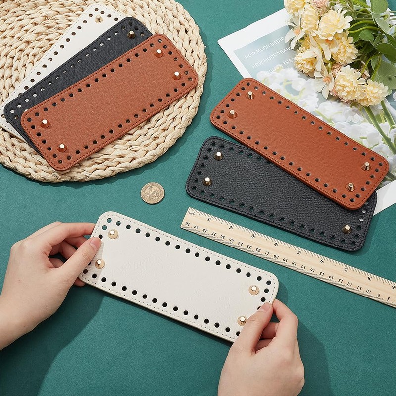 FREEBLOSS Pack of 6 Leather Bag Base Rectangular Bag Base