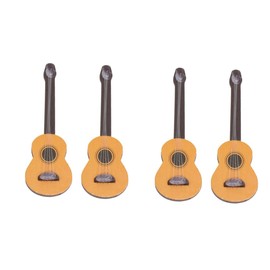EXCEART 4 Pcs Wooden Miniature Guitar Miniature Wooden Instrument Desktop Wooden Miniatures Micro Landscape Statue DIY Miniature Guitar 1:12 Dollhouse Guitar Electric Guitar Figure Bamboo
