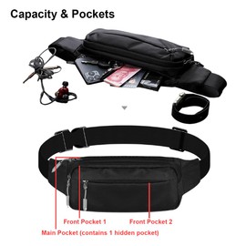 MUKA Waist Pack Fanny Pack for Men Women, Waist Bag Blue Hip Pack Adjustable Strap for Running Traveling