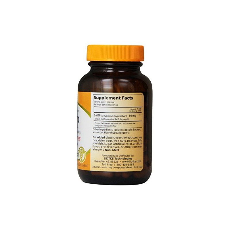 Lidtke Technologies Diet Supplement 5- HTP Capsules, 60 Count