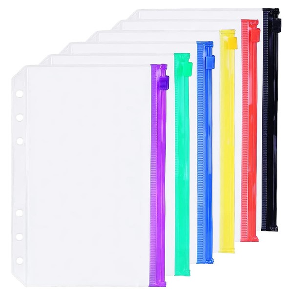 6 Pack A5 6 Holes Binder Zip Pockets Plastic Binder
