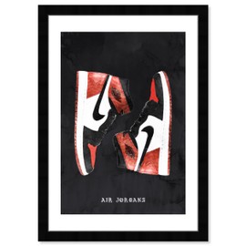 Wynwood Studio Fashion and Glam Modern Black Frame Paper - Classic Sneakers V, Wall Art for Living Room, Bedroom, and Bathroom, 13 in x 19 in, Black and Red Home Decor