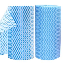 Baifeier 200 Counts Dish Cloths Kitchen Reusable, Disposable Cleaning Towels and Dish Cloths, Cleaning Rags Wipes Disposable,100 Count/Roll, Blue