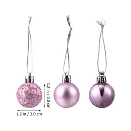 EXCEART Pack of 48 Christmas Tree Pendant Baubles Shatterproof Decorative Baubles Glitter Christmas Baubles Tree Baubles Plastic Tree Decoration Box Set Christmas Tree Pendant in Shiny Matt 3 cm Pink