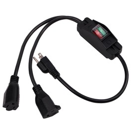 Gesepa 2.4Ft 3 Prong Extension Cord with Switch Power Cord 18AWG 2 Way Heavy Duty Plug Splitter 10A/125V/1250W