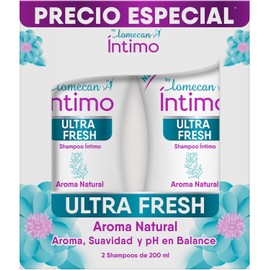 2 PACK Lomecan V Shampoo ÍNTIMO FRESCO con extractos naturales que protegen tu zona íntima y ácido láctico que BALANCEA tu pH, sensación fresca con aloe y romero, 2 botellas de 200ml