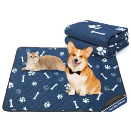 Washable Dog Pee Pads - Reusable 2-Pack Puppy Pads, 4-Layer Ultra-Absorbent & Leak-Proof Design with Non-Slip Bottom. Quick Dry Tech for Senior Dogs/Puppies, Multi-Purpose for Beds/Crates/Cars/Sofas