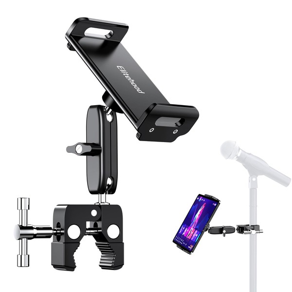 elitehood Aluminum Dual Ball Head Tablet Holder for Mic Stand,