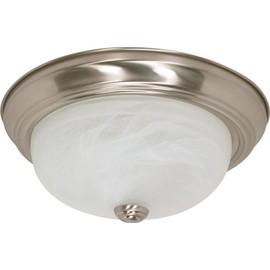 NUVO 60/198 Flush Mounted Dome Light Fixture, 13", Brushed Nickel/Alabaster Glass