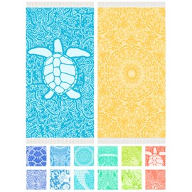 Vikumond Thin Turkish Beach Towel Lightweight Soft Cotton Extra Large XL Oversized Sand Free Sandproof Absorbent Quick Dry Towels Cloud Bath Pool Travel Compact Essentials Accessories for Adult Gifts