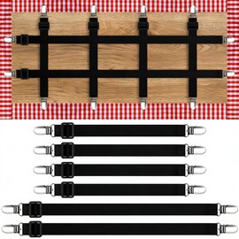 6 Pack Hidden Strap Tablecloth Clips, Black