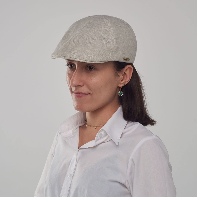 Sterkowski Light Breathable Linen Summer 6 Panel Duckbill Flat Cap