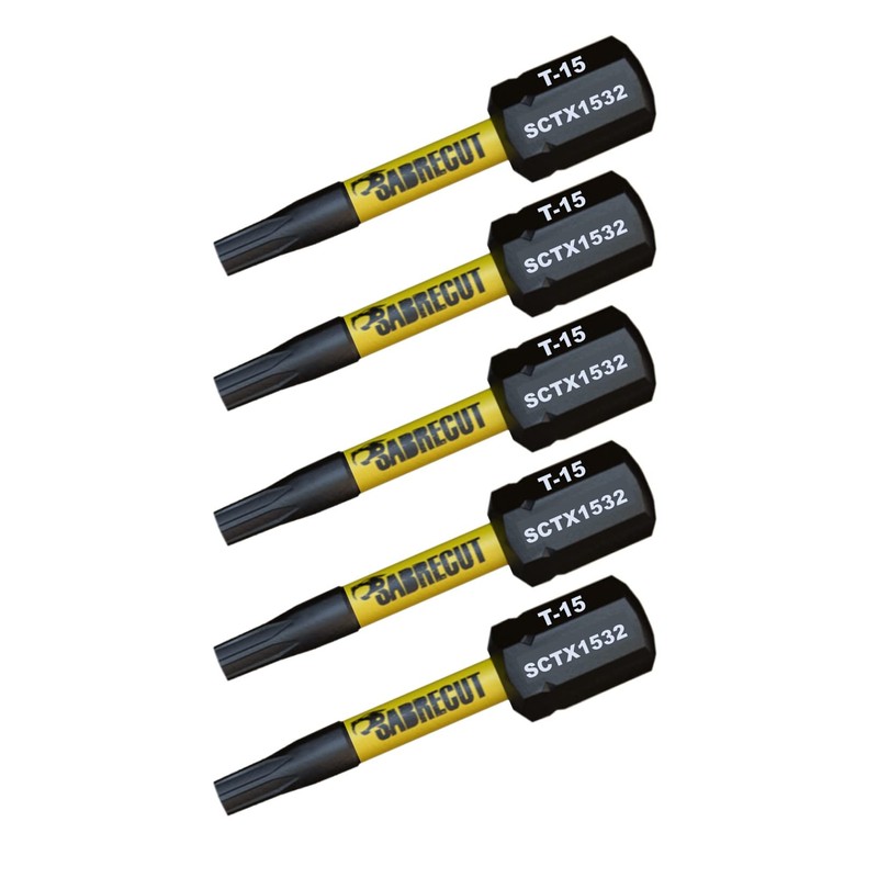 5 x SabreCut SCTX1532_5 32mm T15 TX15 Magnetic Impact Screwdriver
