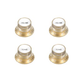 PATIKIL Top Hat Guitar Bell Knobs 6mm/0.24" ID 2 Volume 2 Tone Speed Control Knobs for ST/SQ Electric Guitar Replacement Plastic Aluminum Gold 2Set