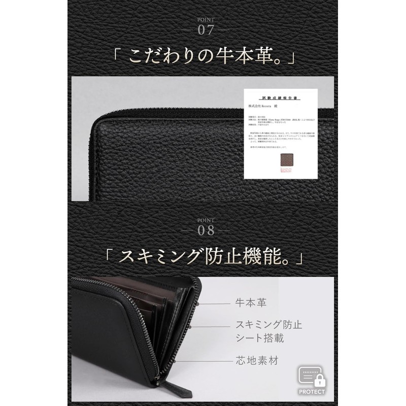 LS LASIEM Men's Long Wallet, Genuine Leather, Large Capacity, Small,