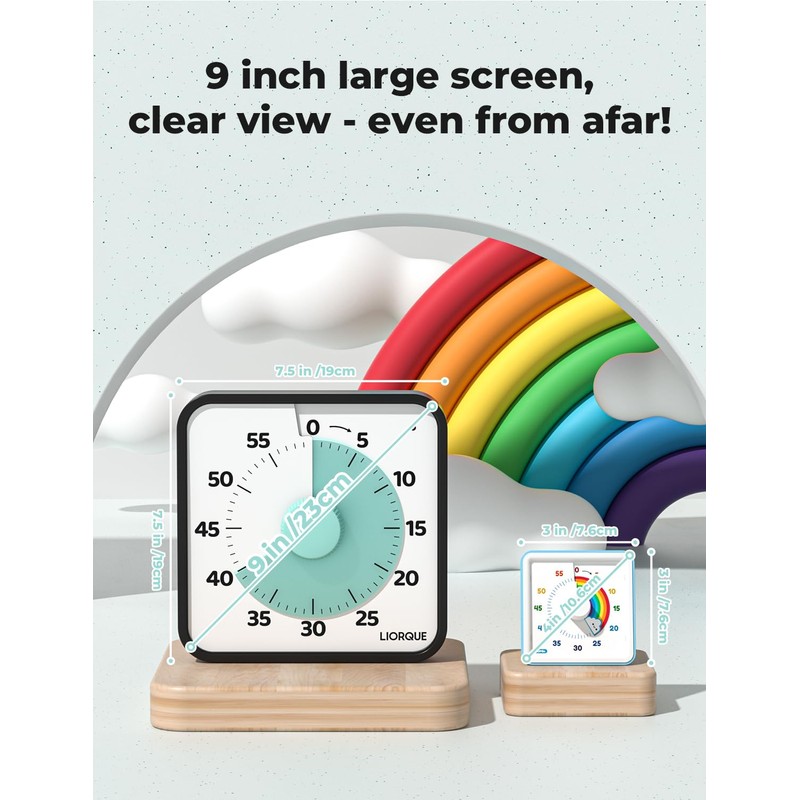 LIORQUE 19cm Visaul Timer Large Timer for Classroom, 60 Minute