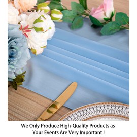 Chiffon Table Runner 29x120 Inches Baby Blue Wedding Table Runners Fabric Table Overlay Long Table Runner for Banquet Decor Chiffon Runners for Party Voile Sheer Fabric Drapes