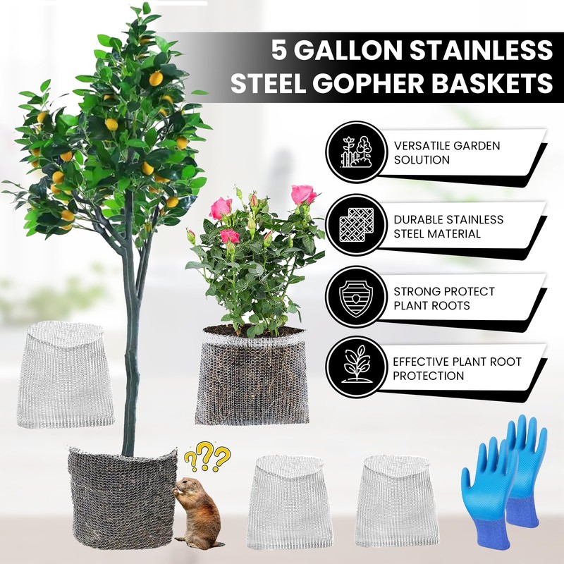GISSAN Gopher Baskets for Plants – 5 Gallon Root Guard