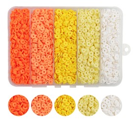 THRELE 4000Pcs Yellow Clay Beads for Bracelets Making 6mm Heishi Beads Polymer Clay Beads, Flat Round Disc Clay Beads for Jewelry Making Yellow Beads Making Kit