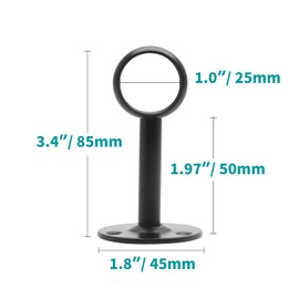 Biaungdo 1Inch Curtain Rod Ceiling Mount Bracket, Stainless Steel Flange Rod Holder, 4Pcs - Black
