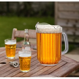 Amazing Abby - Cheerly Beerly - 2-Pack Unbreakable Plastic Beer Pitcher (60 oz), Restaurant-Grade Polycarbonate Beverage Dispenser with Pour Spout, Dishwasher-Safe, Great for Beer, Sangria, and More