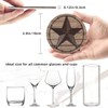 6 Pcs Western Metal Texas Brown Star Leather Coasters for