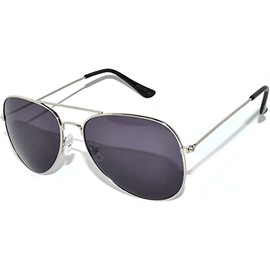 Classic Aviator Sunglasses Smoke Lens Silver Frame Smoke Lens
