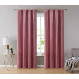 HLC.ME Lopez Velvet Curtains - Premium - Velvet Drapes, Back Tab Rod Pocket Window Treatment Curtain Drapery Panels for Bedroom & Living Room - Set of 2 Panels (54 x 84 inches Long, Blush Pink)