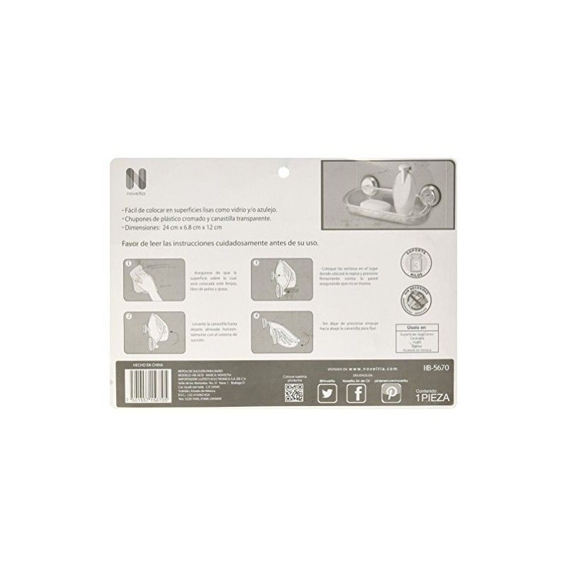 Noveltia Repisa de succión para baño HB-5670