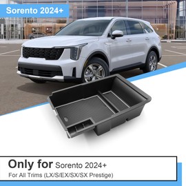 Coleya 2024 Sorento Accessories Center Console Organizer for Kia Sorento (All Trims), Durable ABS Plastic &Anti-slip Rubber 2024 Sorento Console Armrest Tray Insert 2024 Sorento X-Line (White Mats)