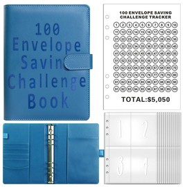 【CLOUDSEA】100 Envelopes Money Saving Challenge Money Saving Binder 100 Envelope Challenge Binder Savings Binder Envelope A5 Savings Challenge Book:_Dark blue