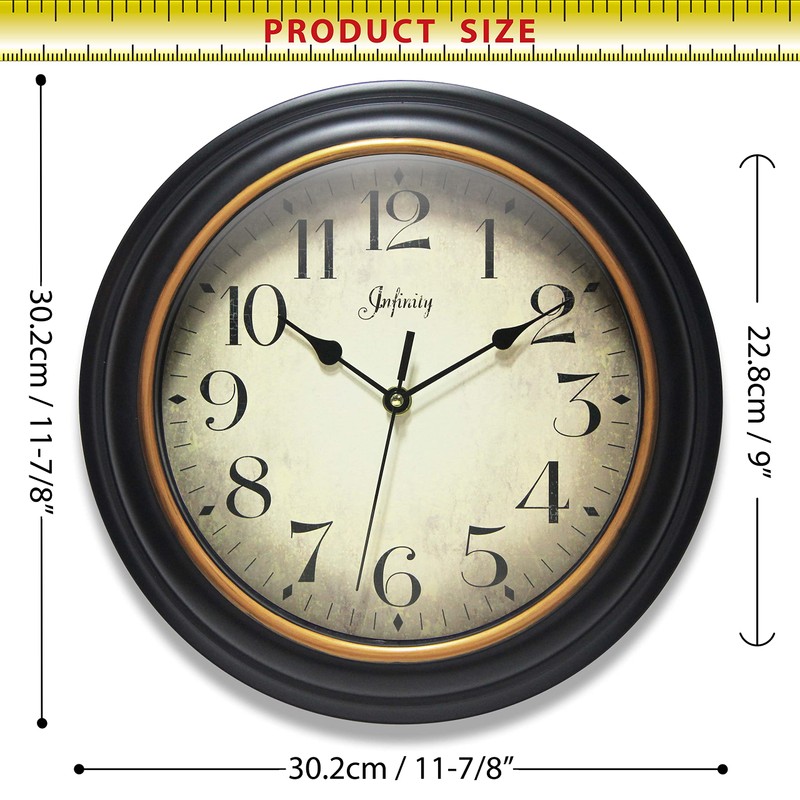Infinity Instruments 14877BG-2732 Precedent Silent Sweep 12 inch Wall Clock