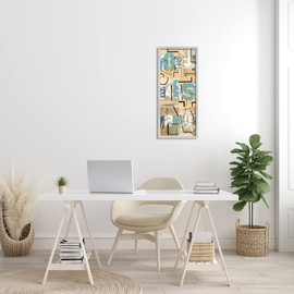 Stupell Industries Abstract Textbook Cutout Collage Bold Painted Numbers, Designed by Nikki Galapon Gray Framed Wall Art, 13 x 30, Multi