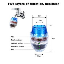 3 Pieces Faucet Holder Filter Faucet Water Purifier Five Layer Filter Activated Carbon Filter for Removing Fluorinated Chlorine Heavy Metal in Kitchen Bathroom